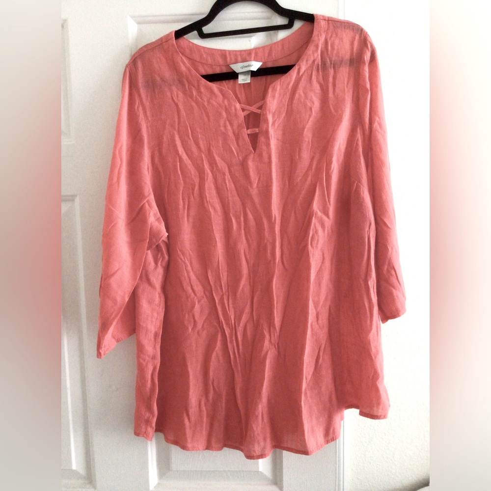 CJ Banks Coral Tunic 3/4 Sleeve Relaxed 2XL summer lightweight
